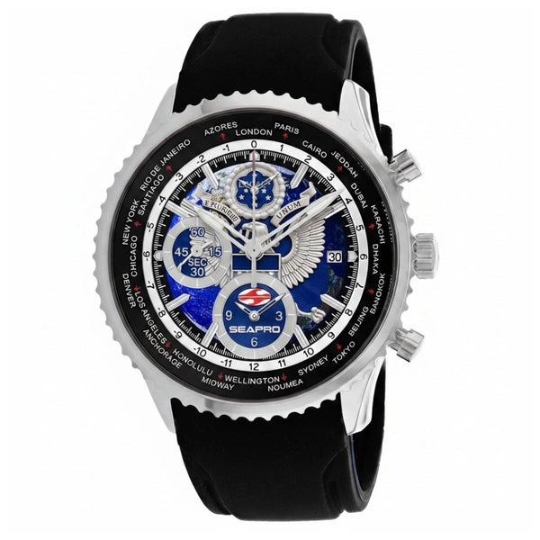 Seapro Mens 250th Anniversary Meridian World Timer Gmt limited Edition Timepiece Sp7520l Blue