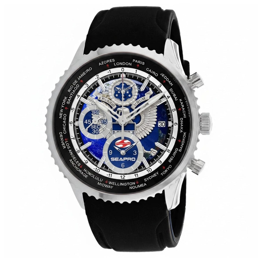 Seapro Mens 250th Anniversary Meridian World Timer Gmt limited Edition Timepiece Sp7520l Blue
