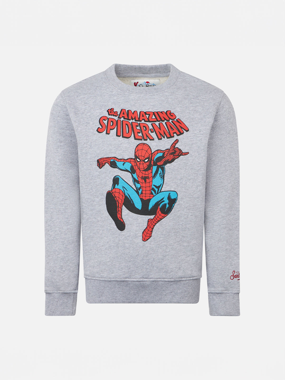 Boy Crewneck Grey Sweatshirt With Spiderman Print | Marvel Special Edition White
