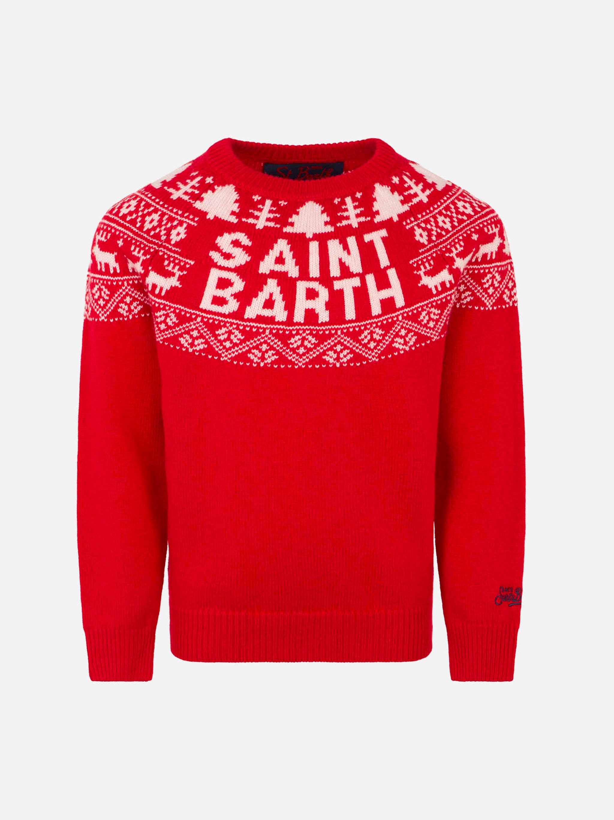 Saint Barth Norwegian Print Boy Sweater Red