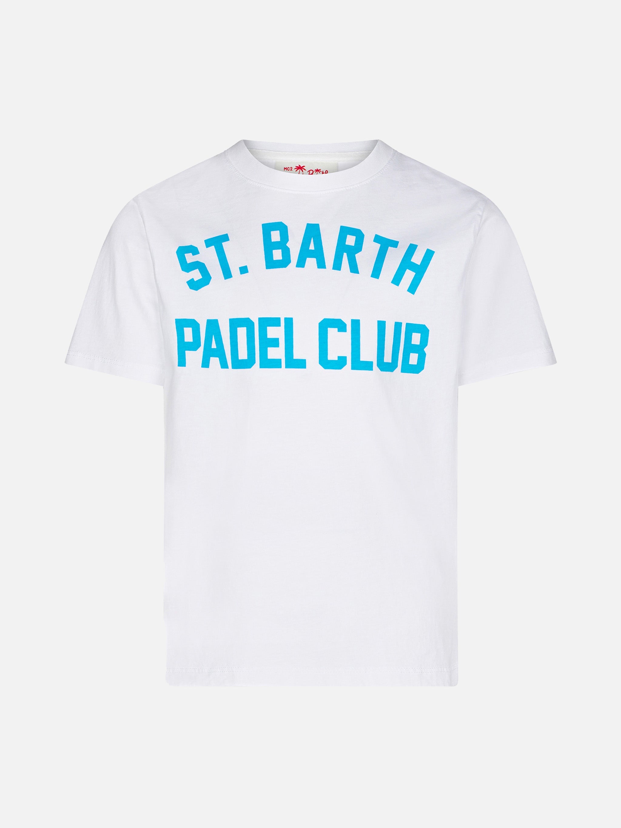 Boy Cotton T-Shirt With St. Barth Padel Club Print White