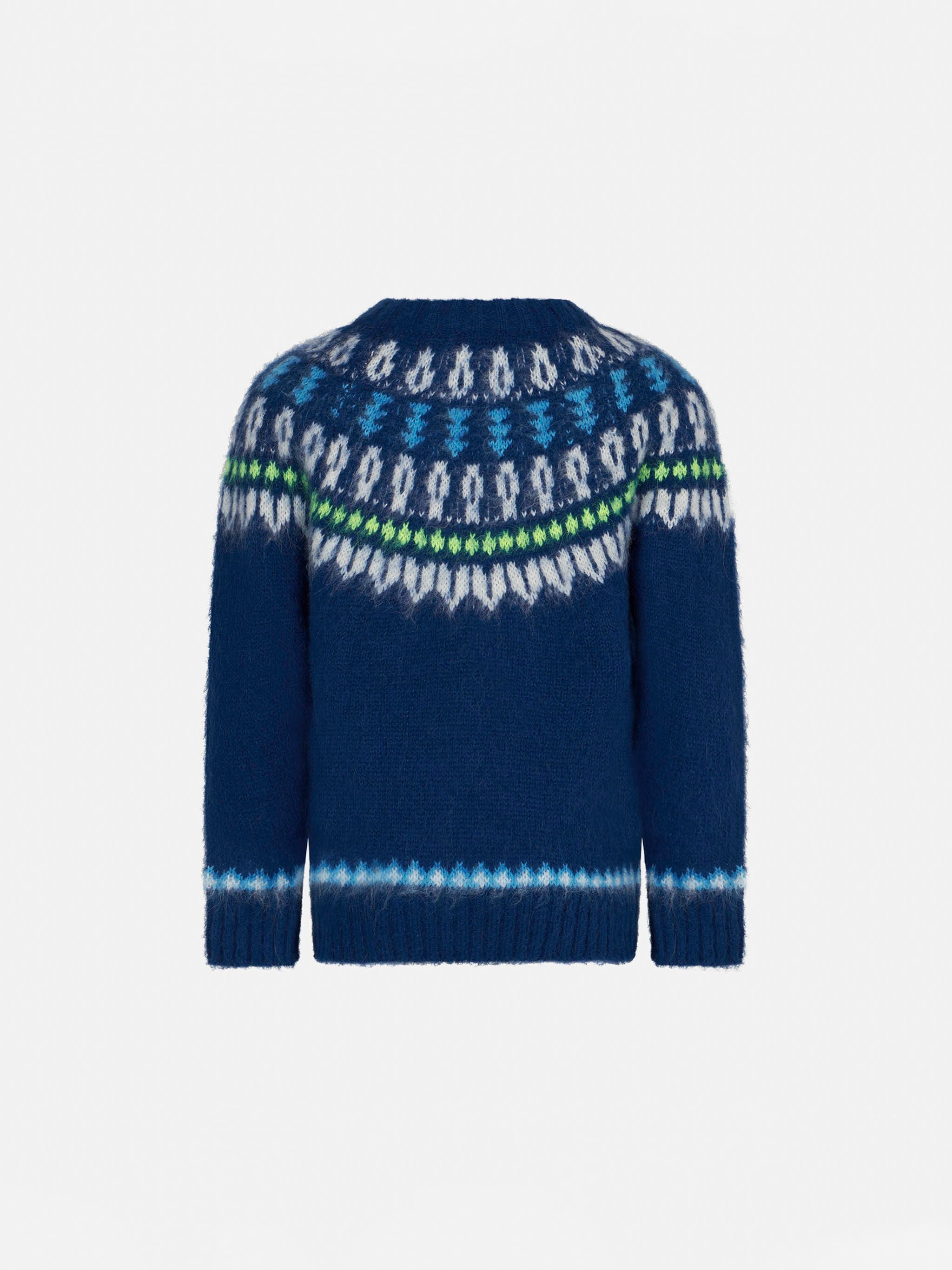 Boy Brushed Sweater With Icelandic Jacquard Blue