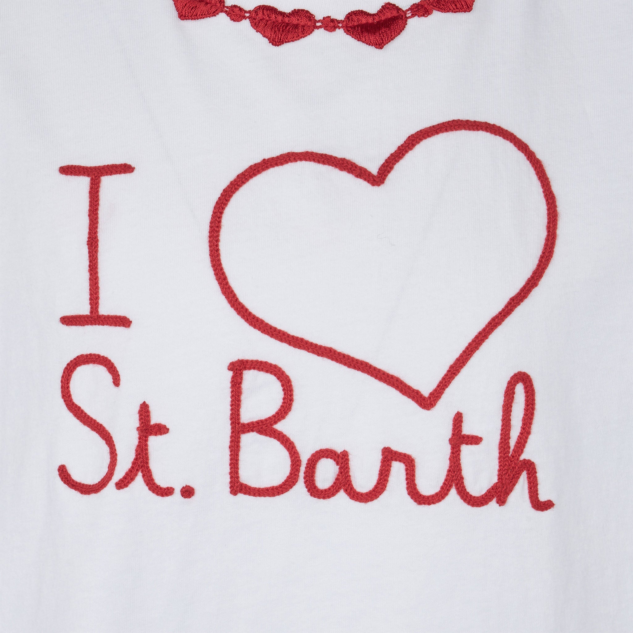 Girl Cotton T-Shirt With Flounce And Embroidery White