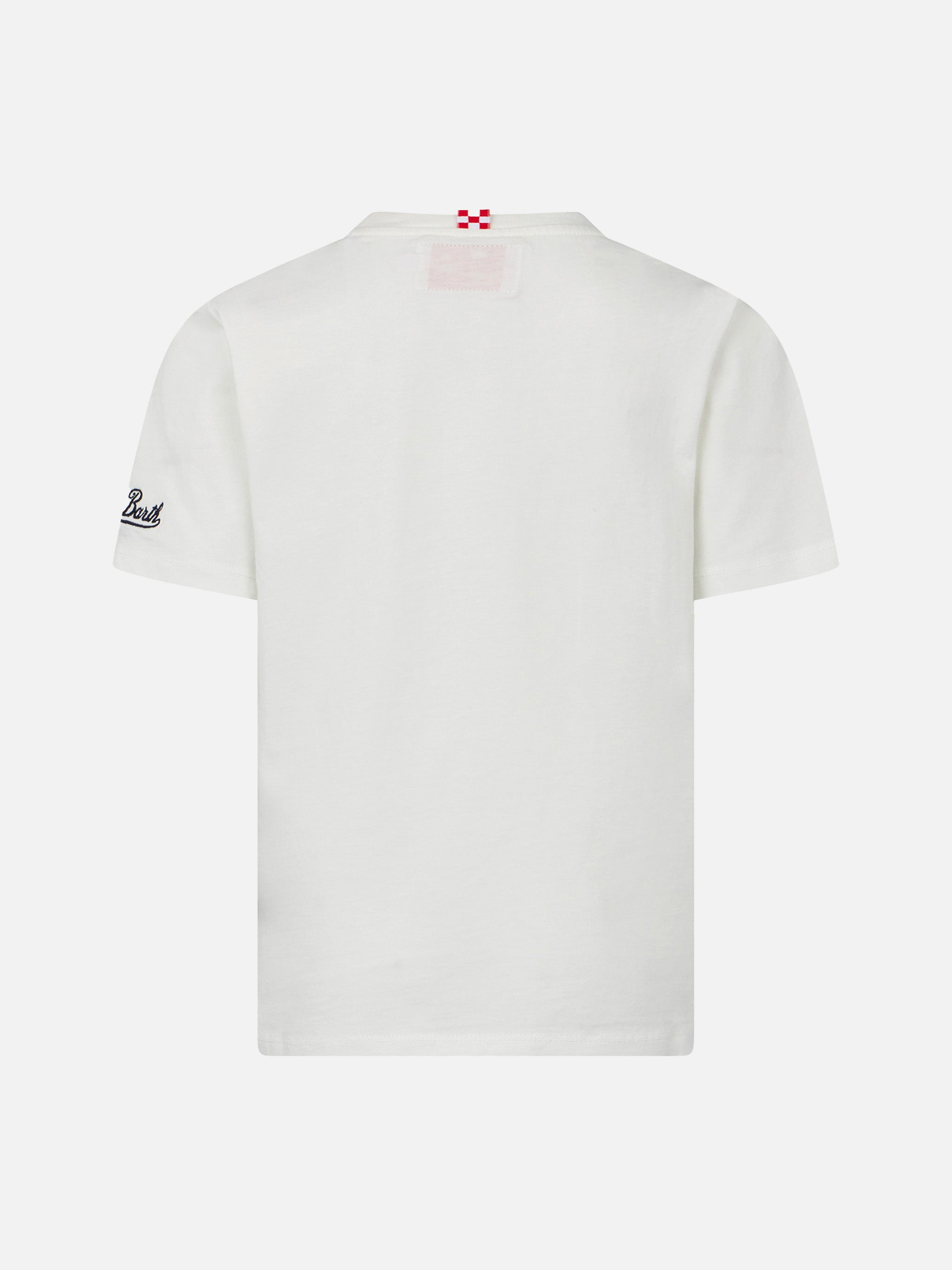 Boy Cotton T-Shirt With Motorcycle Print White