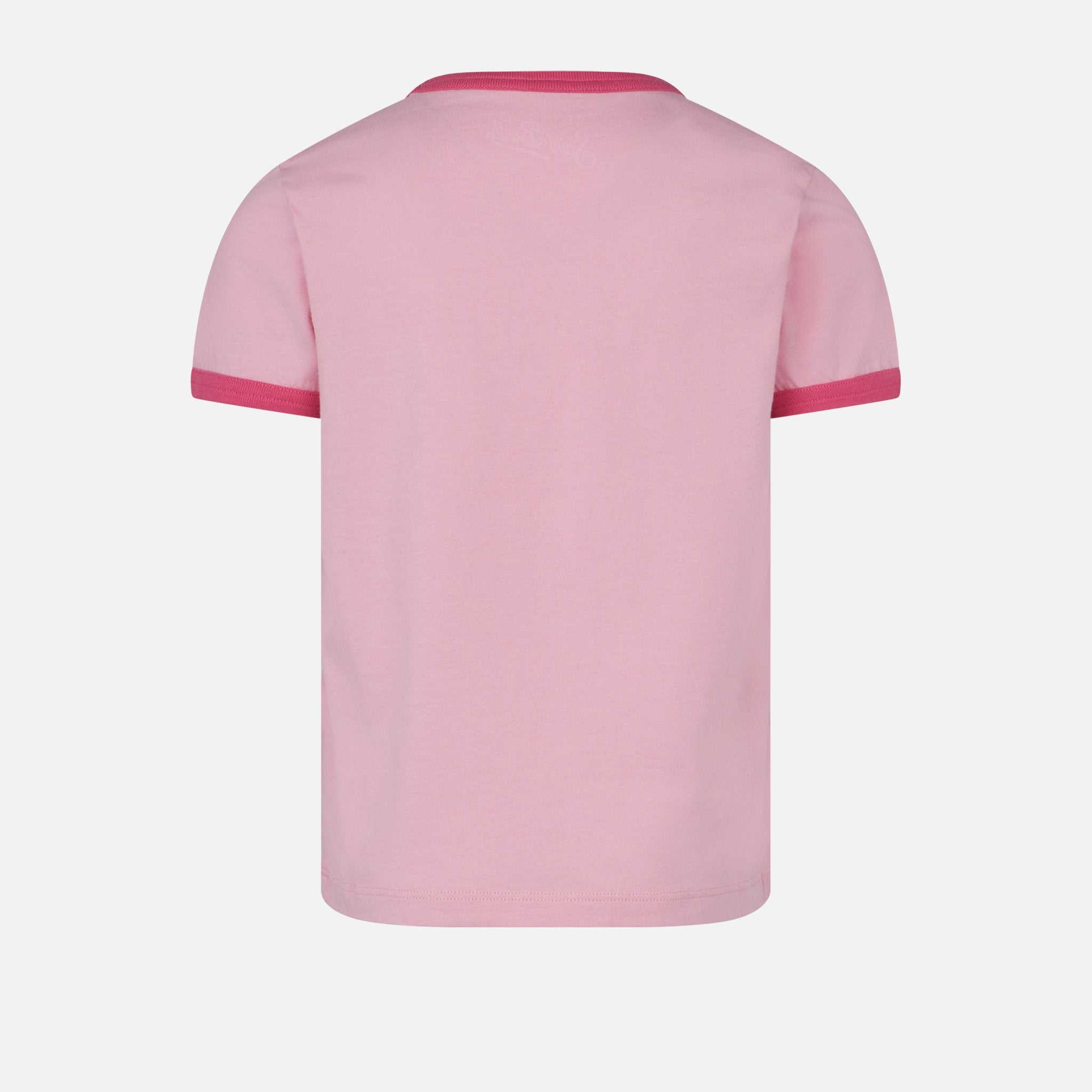 Girl Cotton T-Shirt With St. Barth Print Pink