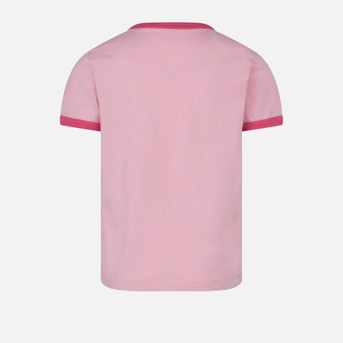 Girl Cotton T-Shirt With St. Barth Print Pink