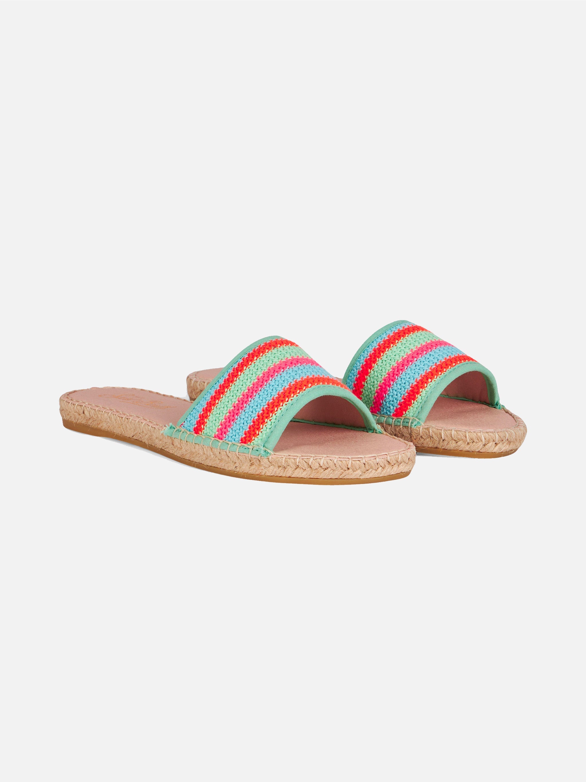 Luz Espadrillas With Crochet Stripes Green Shoe