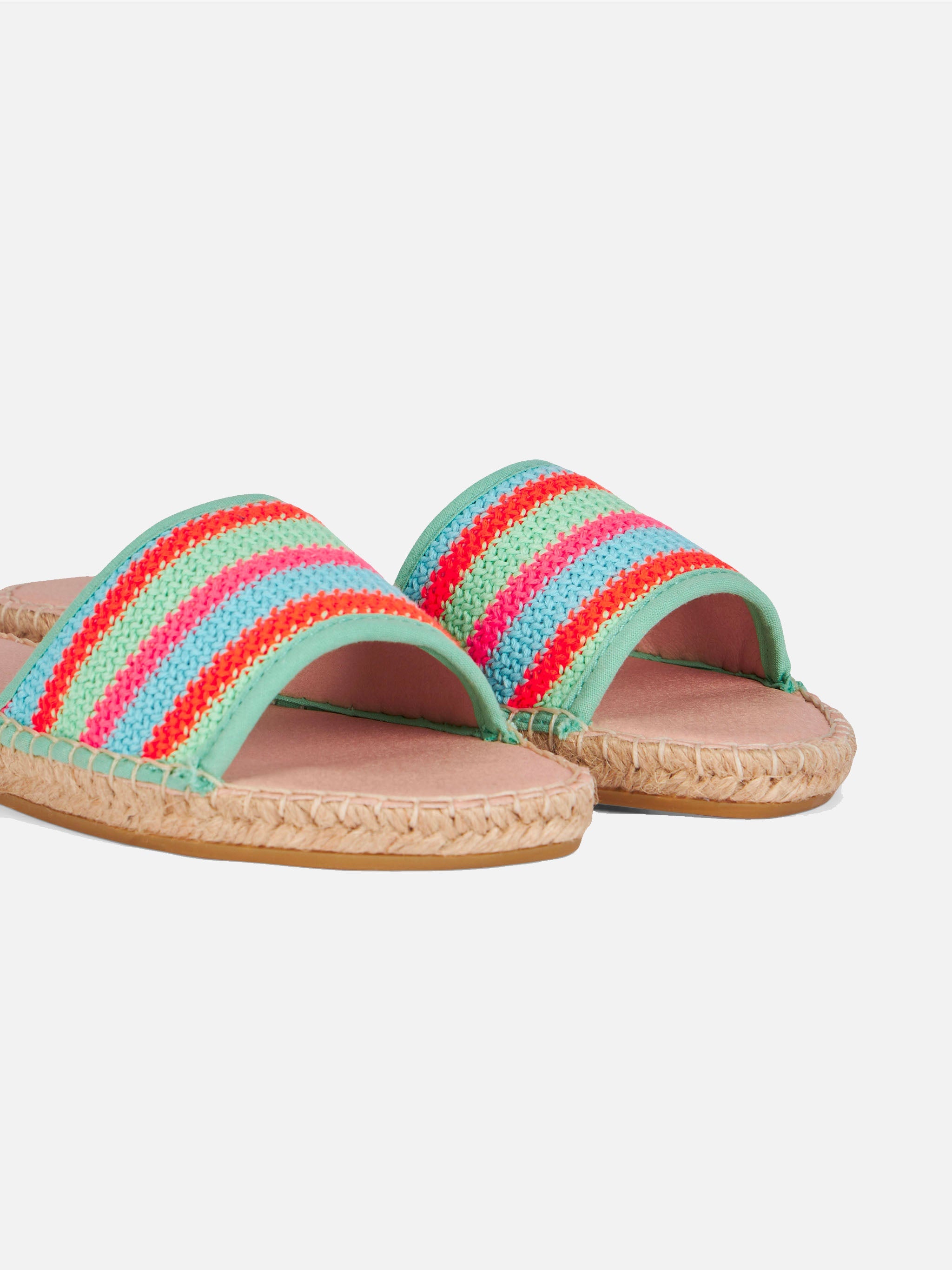 Luz Espadrillas With Crochet Stripes Green Shoe