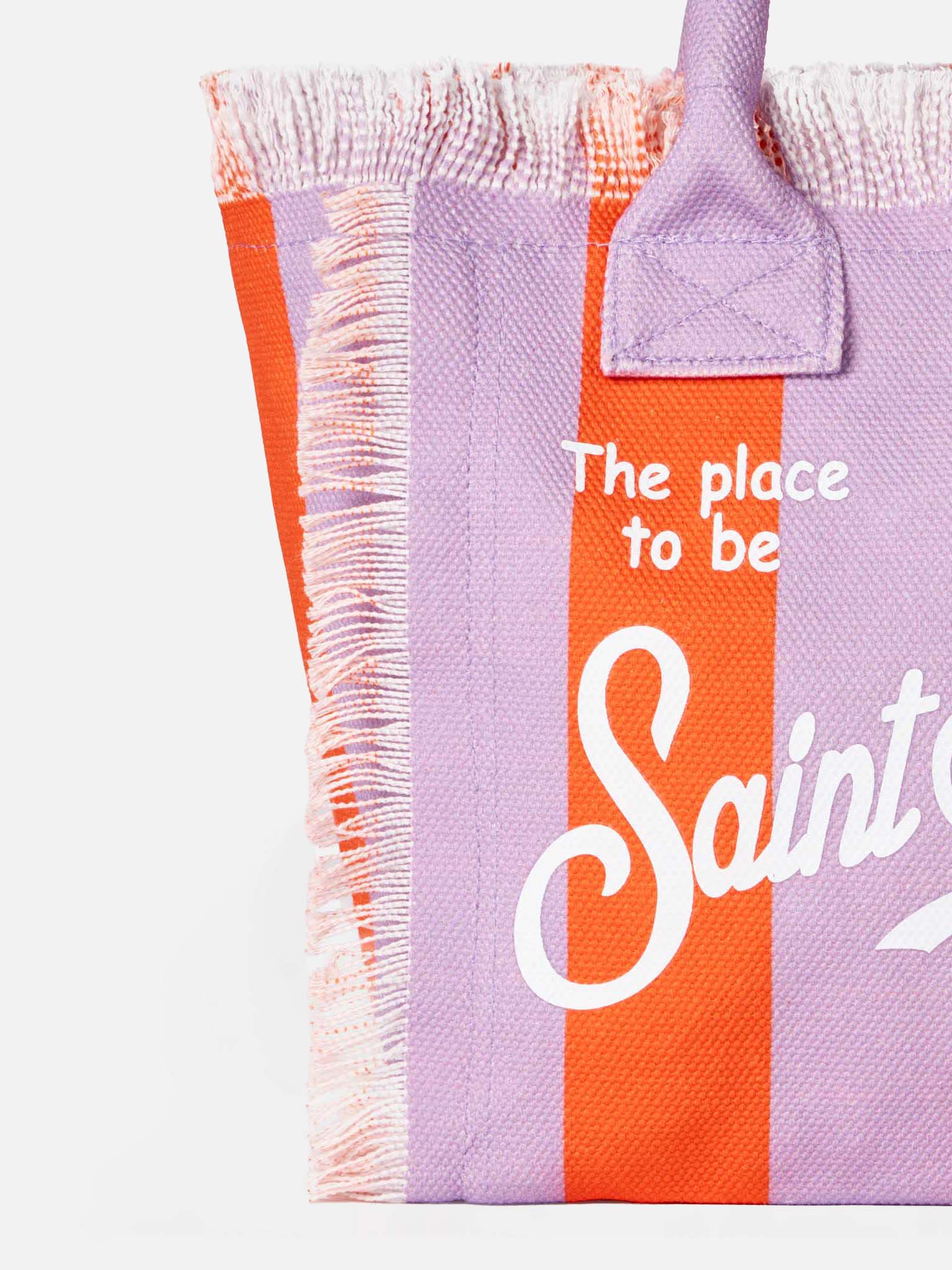 Colette Cotton Canvas Handbag With Lilac And Red Stripes Orange Bag