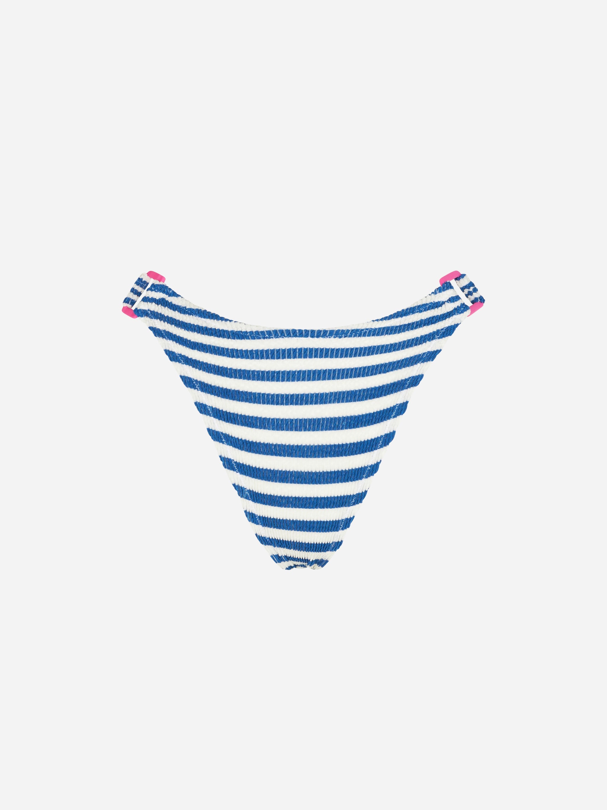 Ever Blue And White Striped Crinkle Bikini Briefs Bottom