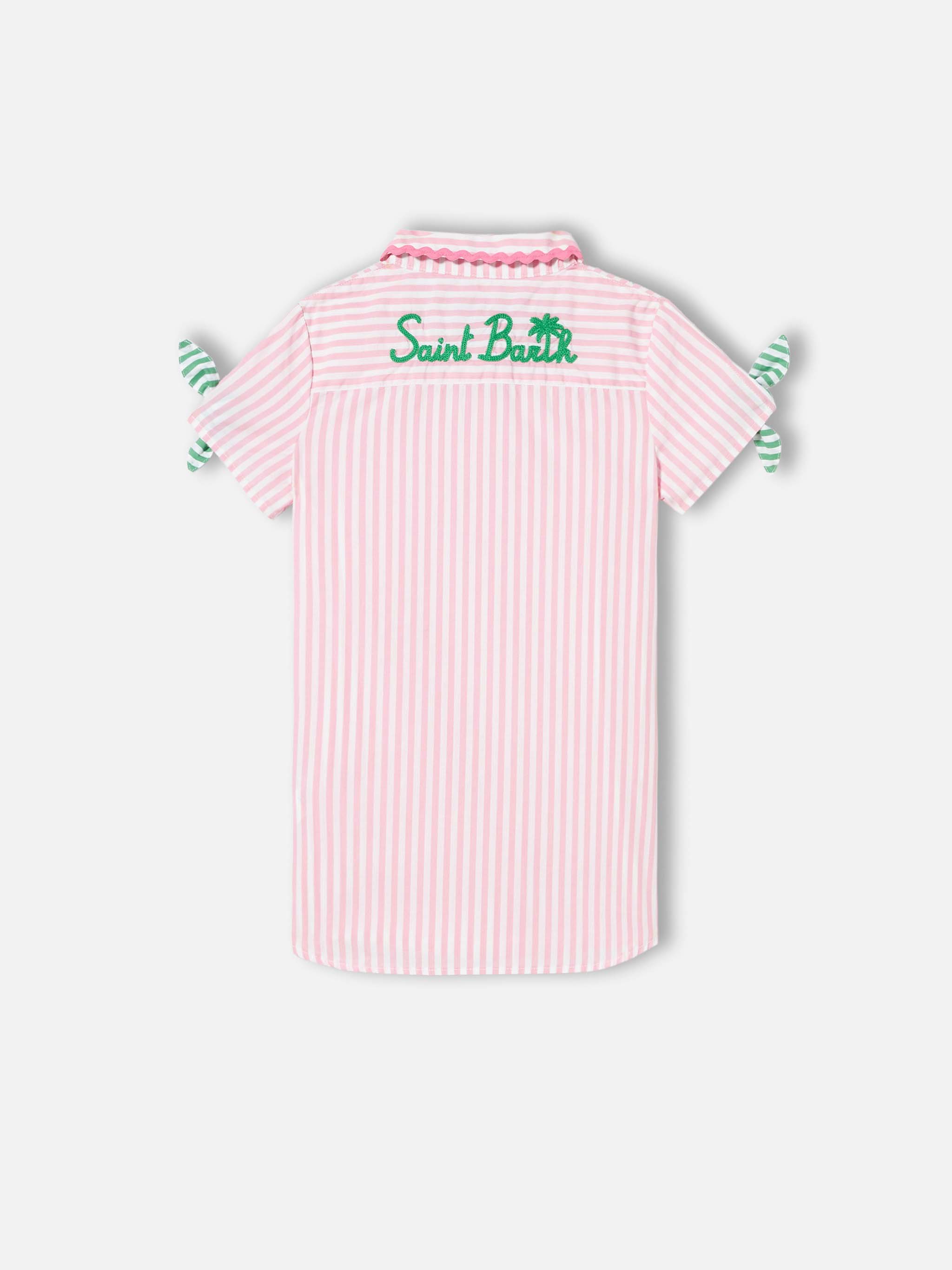 Girl Striped Shirt Dress Pink