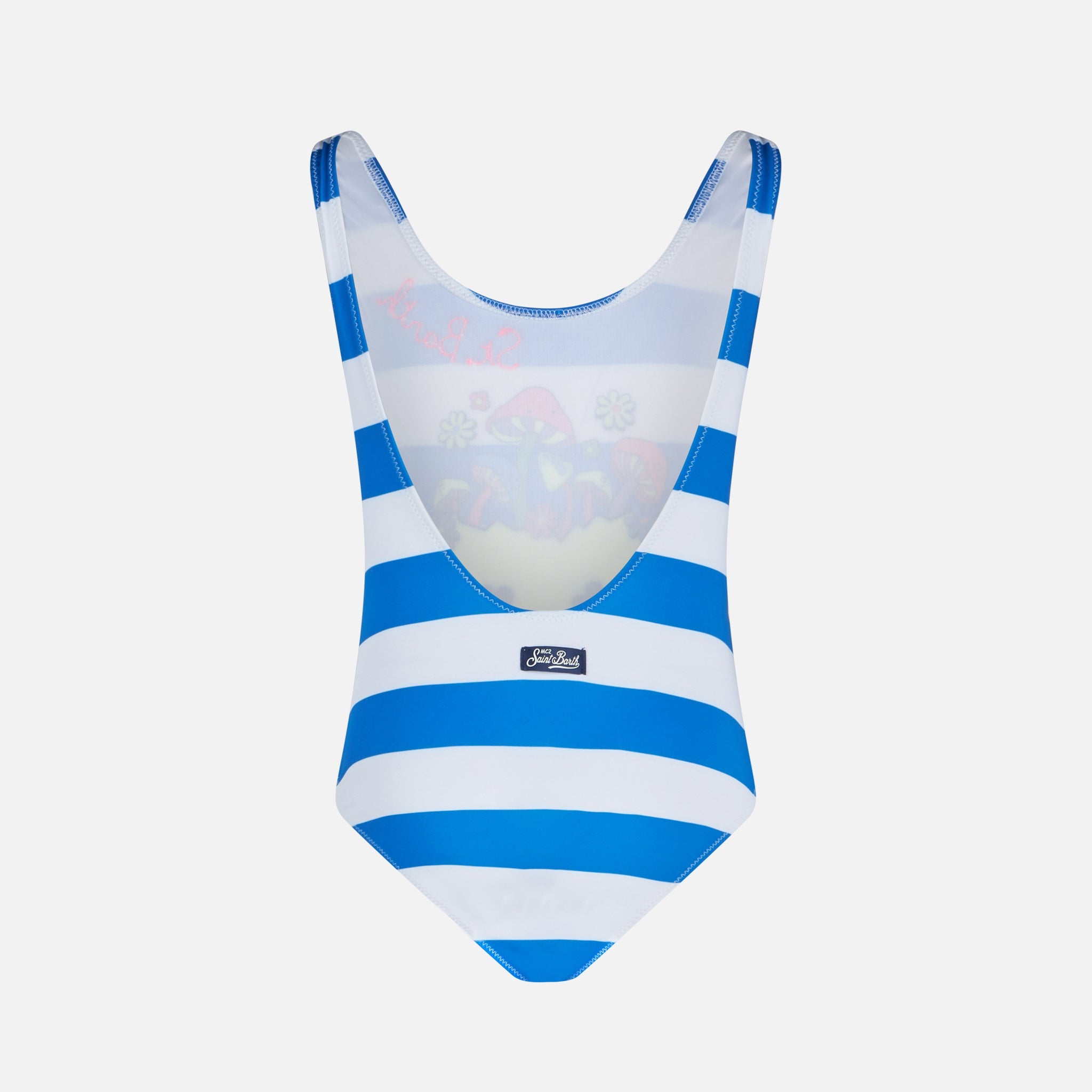 Girl One Piece Swimsuit With 70 Smile Print Blue