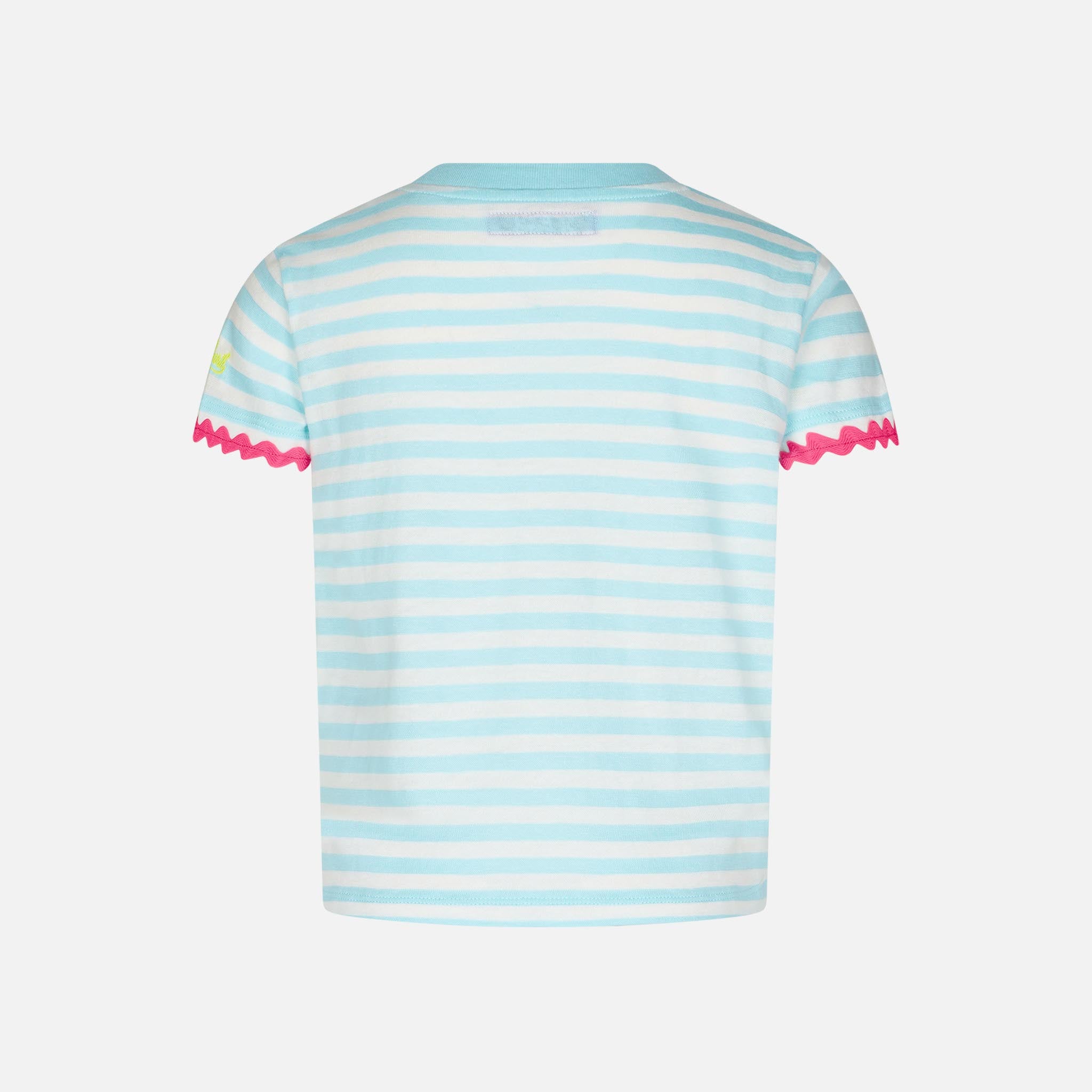 Girl Striped T-Shirt With Saint Barth Embroidery Green
