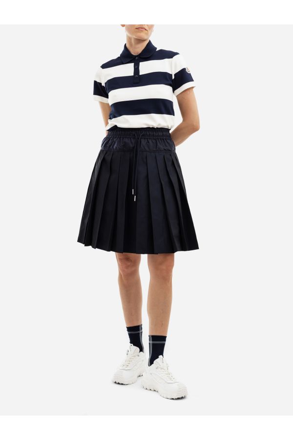 Moncler Ribbed jersey (cotton blend) polo in navy