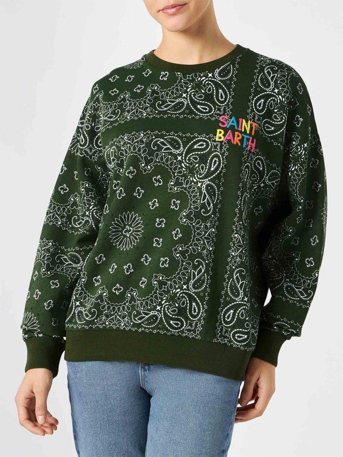 Stardust Green Bandana Print Cotton Sweatshirt