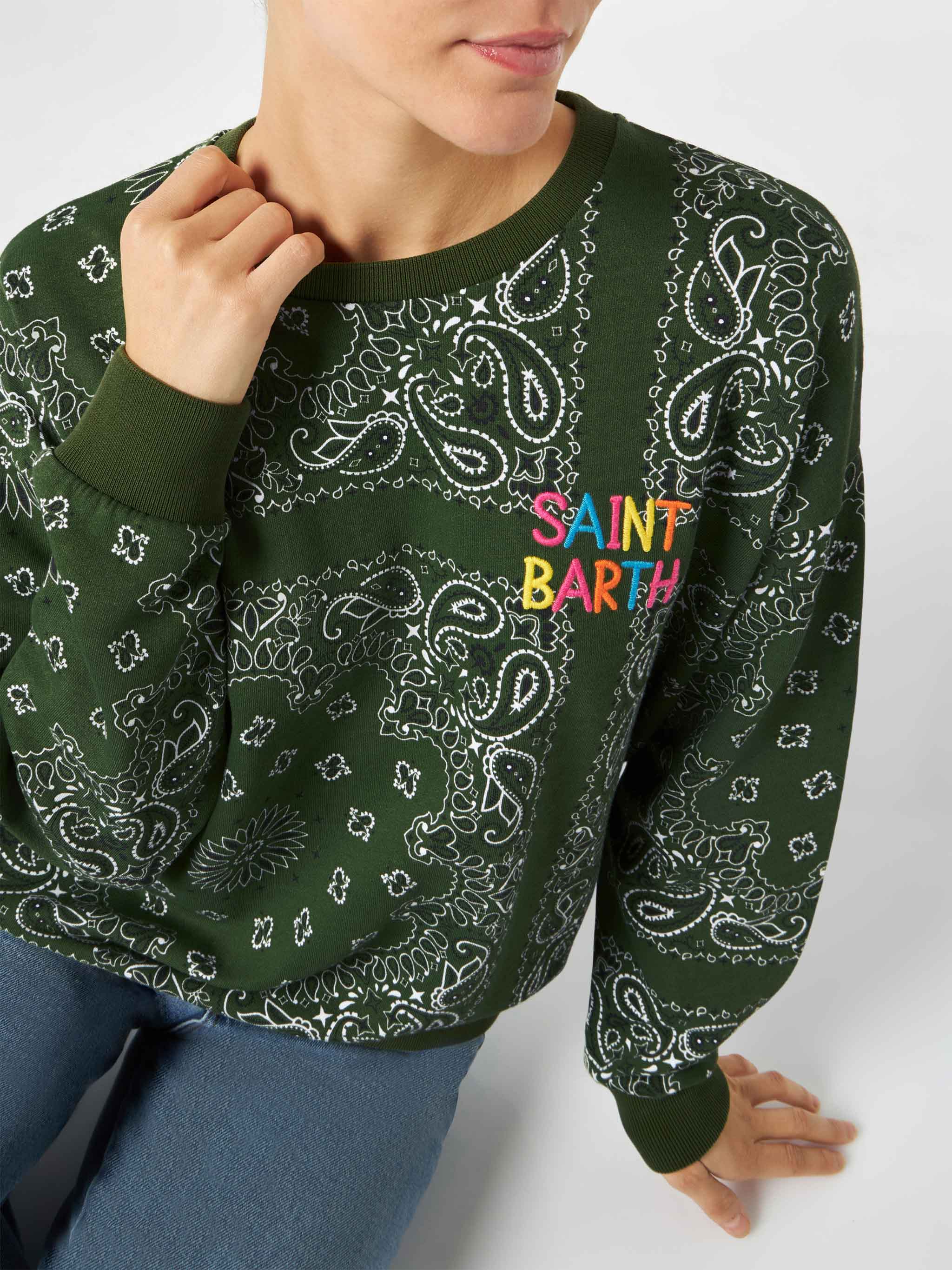 Stardust Green Bandana Print Cotton Sweatshirt