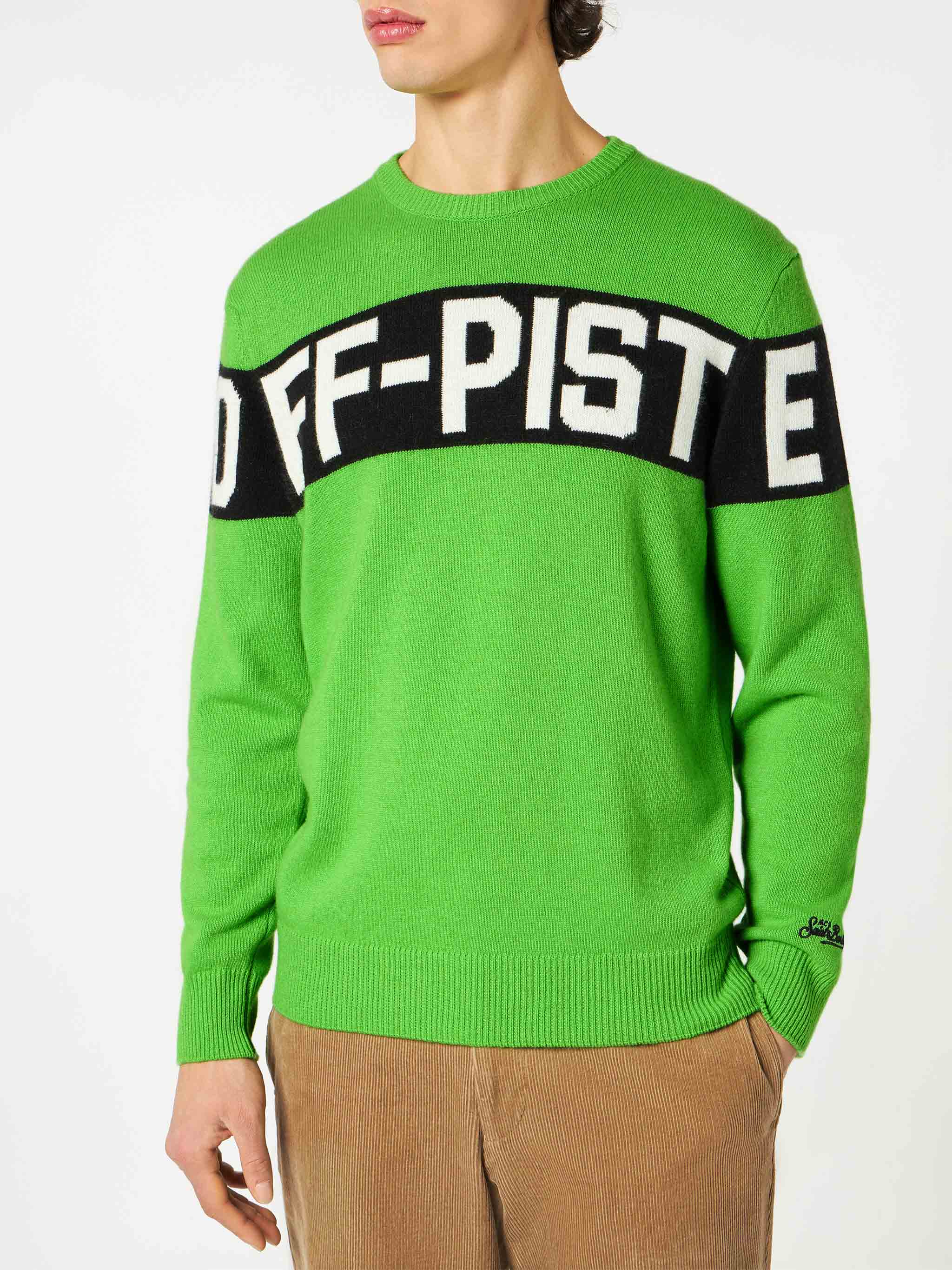Crewneck Sweater Heron With Off-Piste Jacquard Green