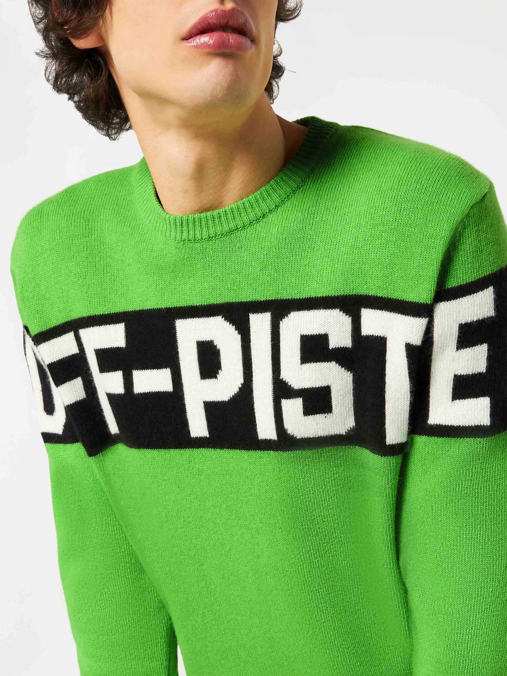 Crewneck Sweater Heron With Off-Piste Jacquard Green