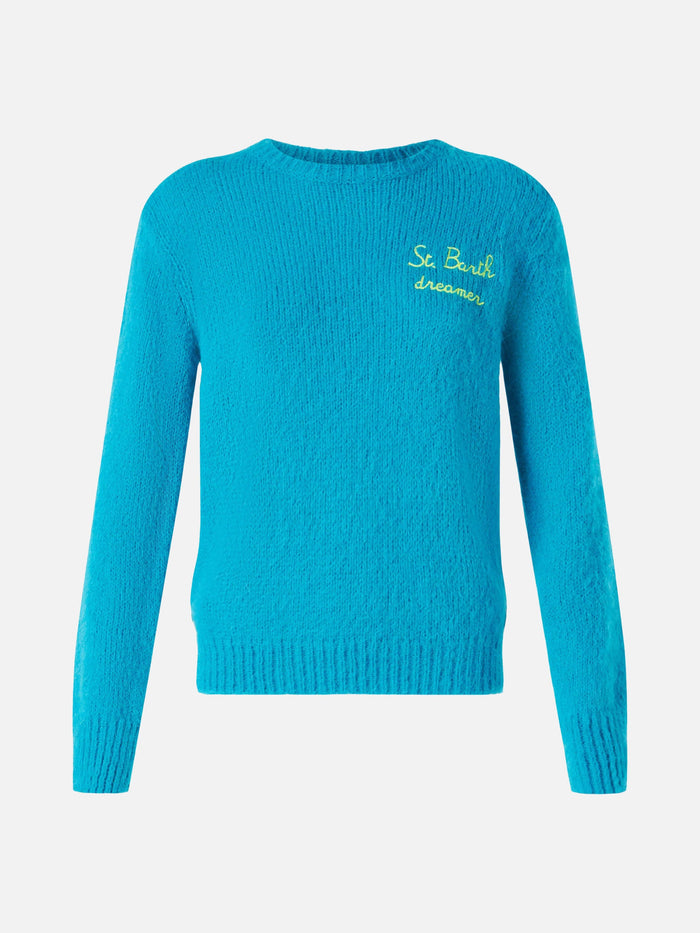 New Queen Light Blue Brushed Sweater With Dreamer Embroidery