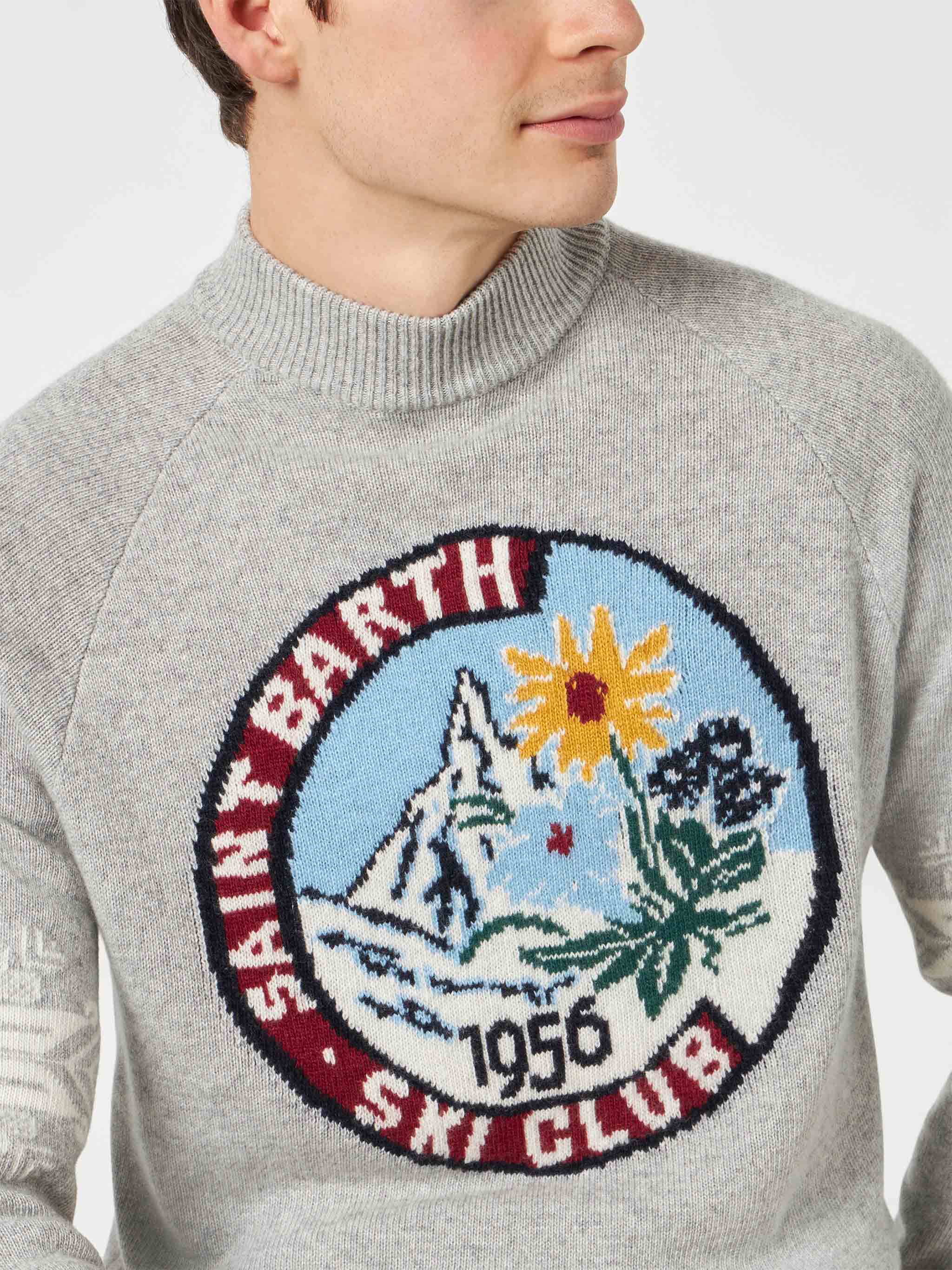Half-Turtleneck Sweater Davos With Matterhorn Jacquard Grey