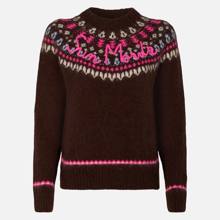 New Queen Nordic Brown Jacquard Knit Sweater