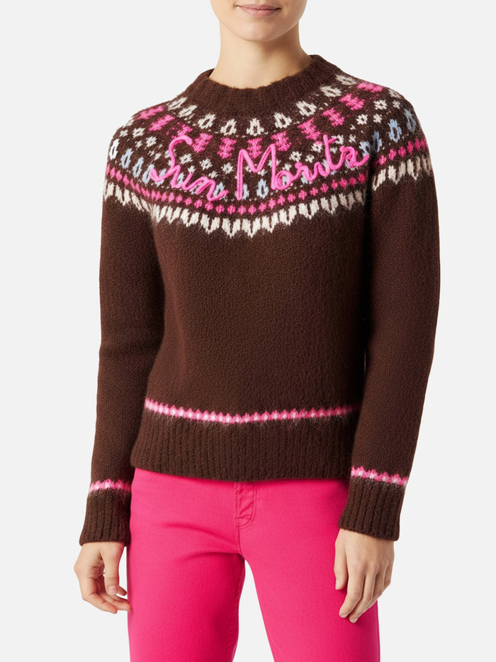 New Queen Nordic Brown Jacquard Knit Sweater