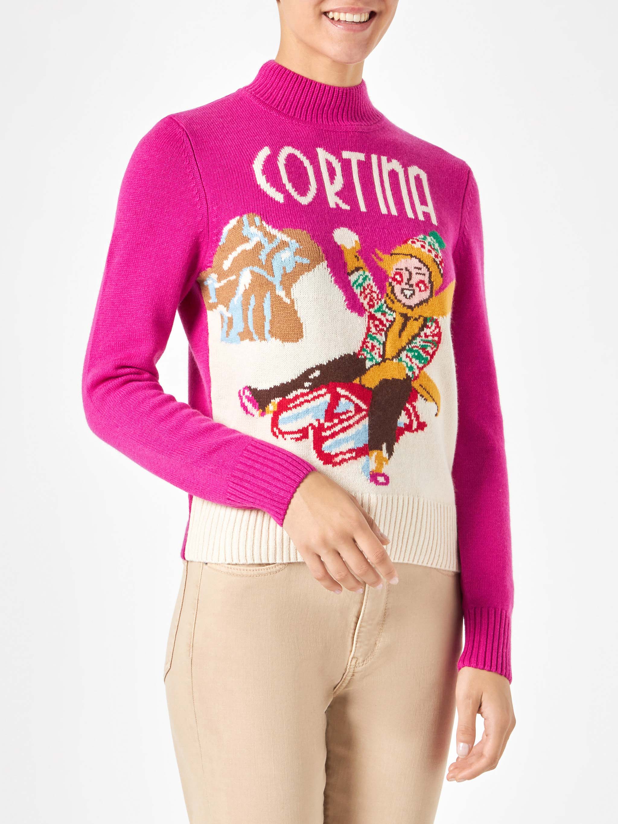 Fuchsia Peak Sweater With Cortina Print Pink