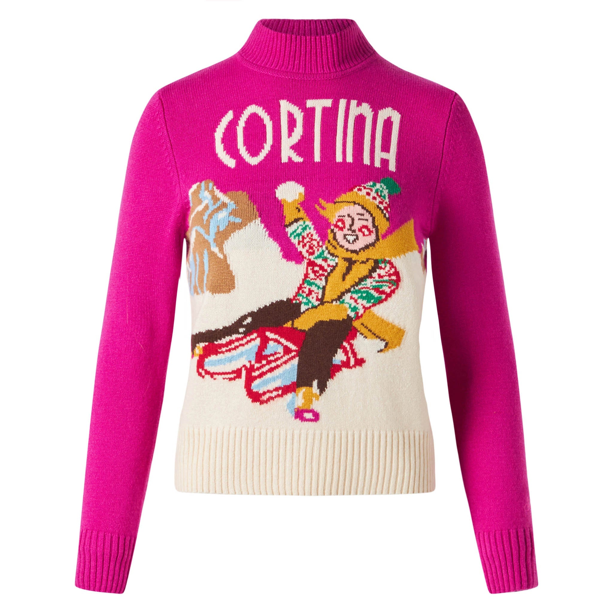 Fuchsia Peak Sweater With Cortina Print Pink