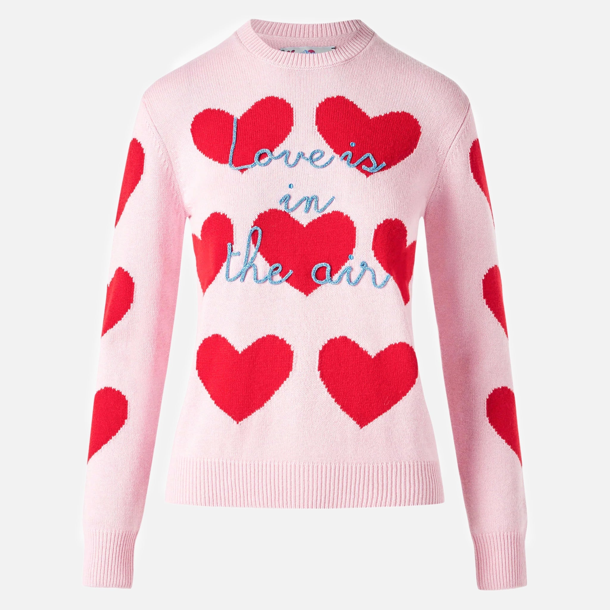New Queen Heart Jacquard Sweater With Embroidery Pink