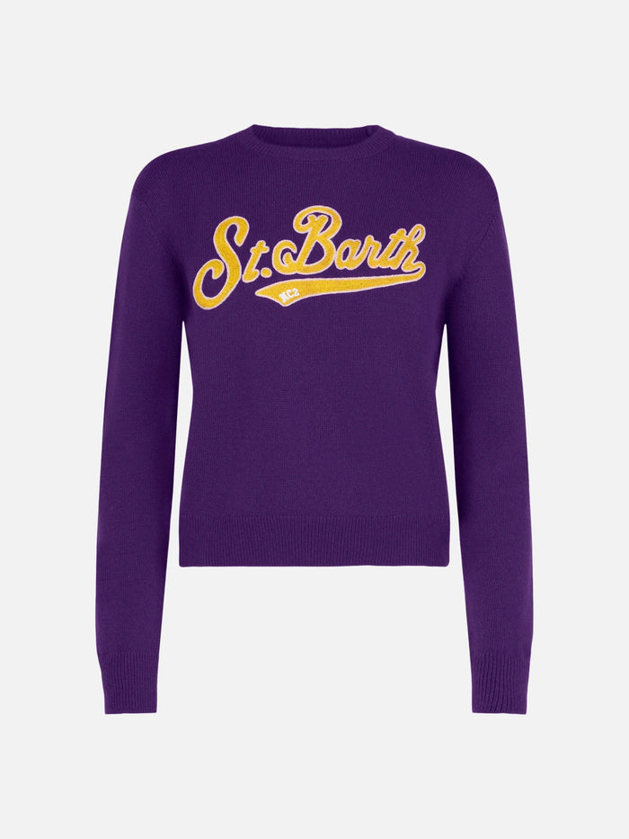 Purple New Queen Cropped Sweater With Logo