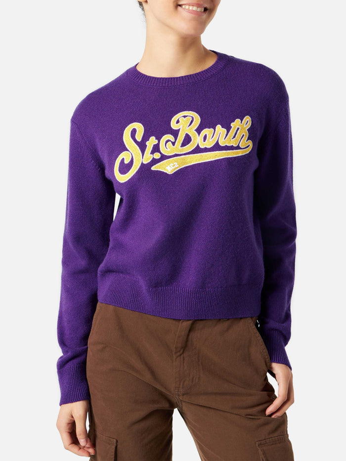 Purple New Queen Cropped Sweater With Logo