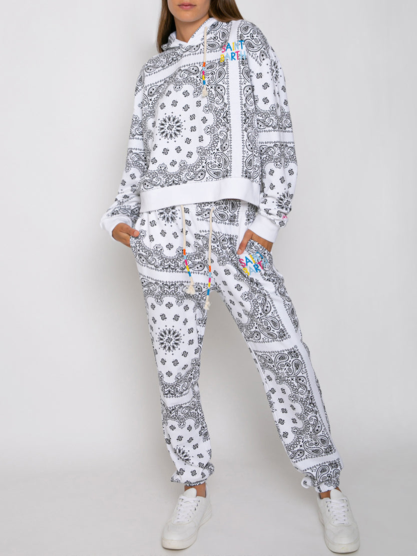 Cotton Bandana Hoodie With Saint Barth Embroidery White Sweatshirt