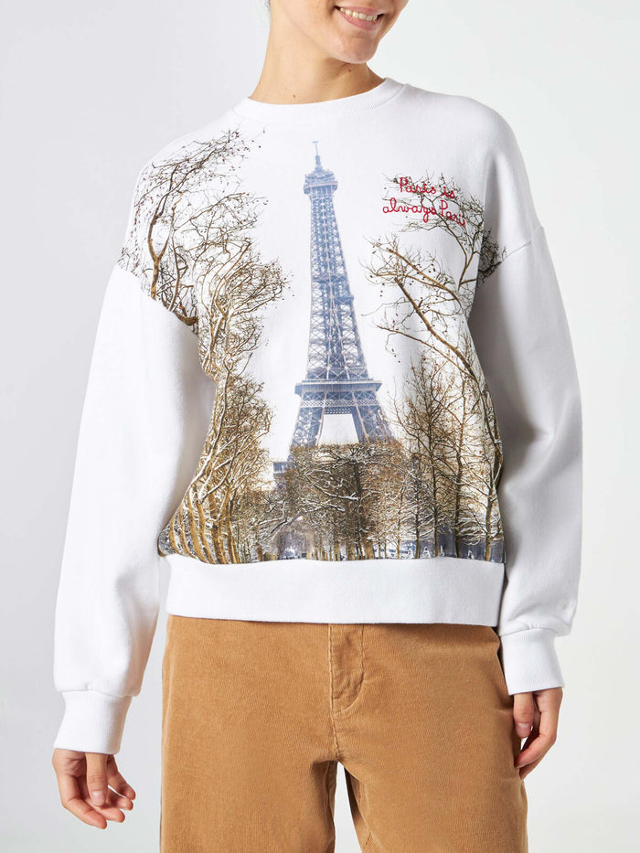 Stardust Sweatshirt With Paris Print And Embroidery