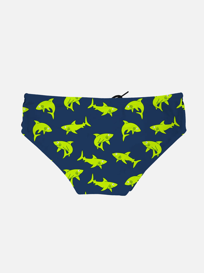 Boy Swim Briefs With Sharks All Over Print __single__ Brief / Slip