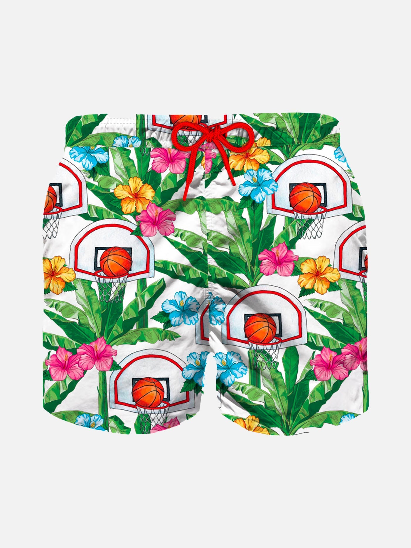 Boy Swim Shorts With Basket Print White Swimshort