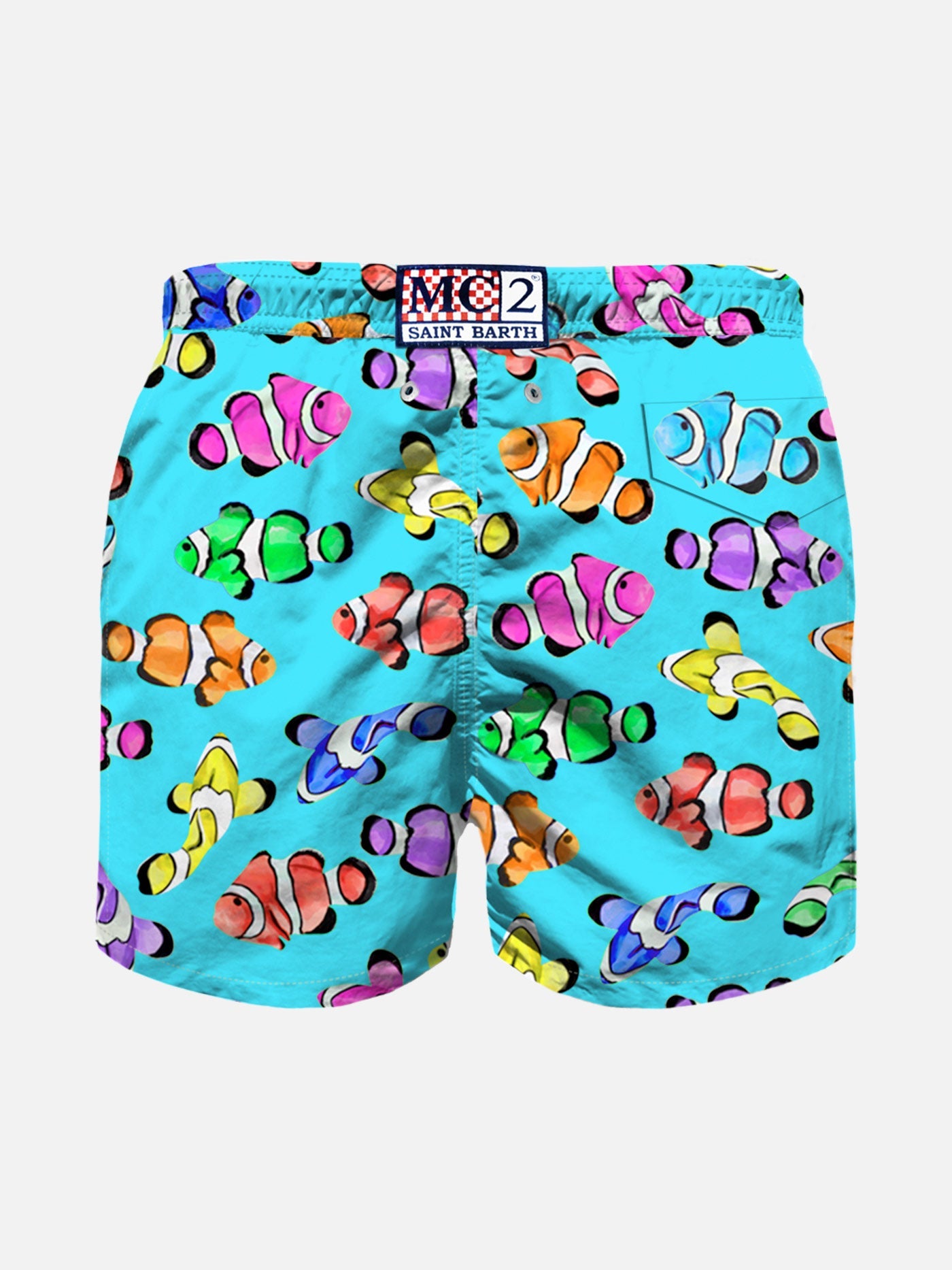 Boy Swim Shorts With Multicolor Clownfish Print Green Swimshort