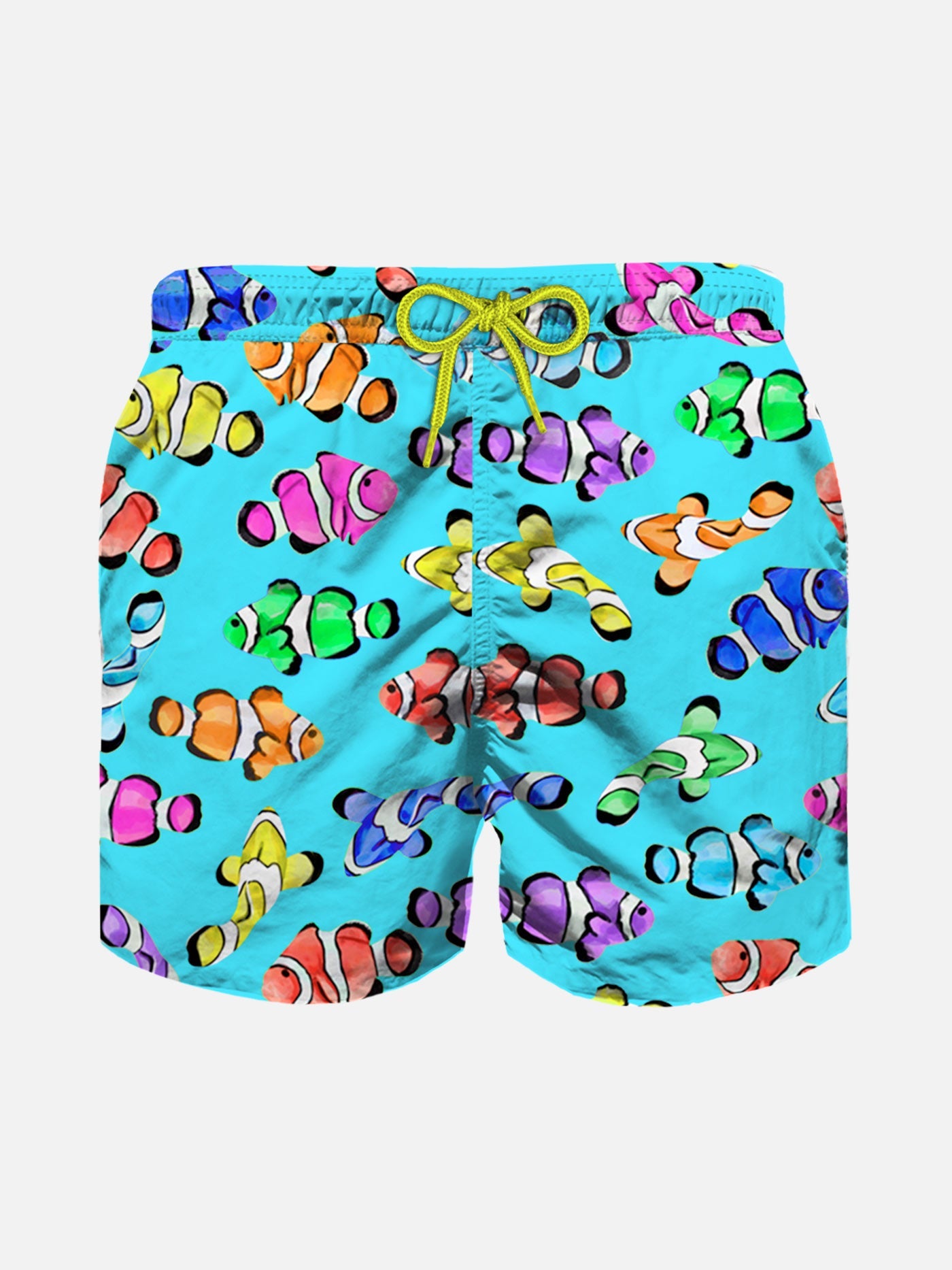Boy Swim Shorts With Multicolor Clownfish Print Green Swimshort