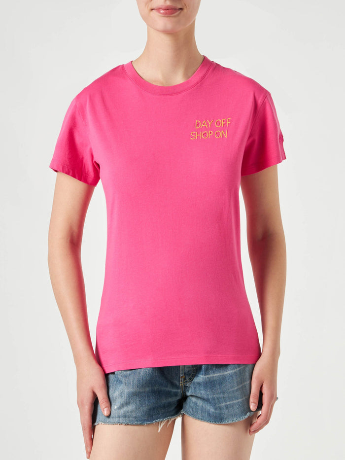 Emilie Fuchsia Cotton T-Shirt With Embroidery Pink