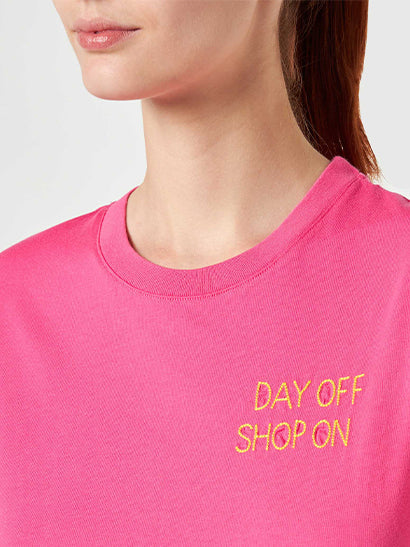 Emilie Fuchsia Cotton T-Shirt With Embroidery Pink