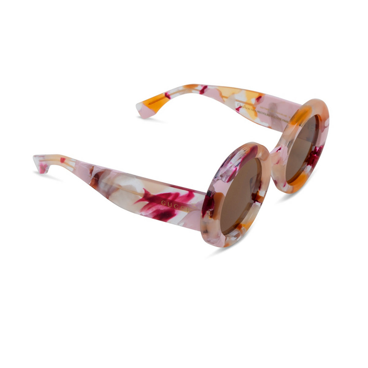 Gucci GG1748S Linea RE-ACE Lettering 001 Pink Brown Multicolore Recycled Acetate Occhiali Da Sole