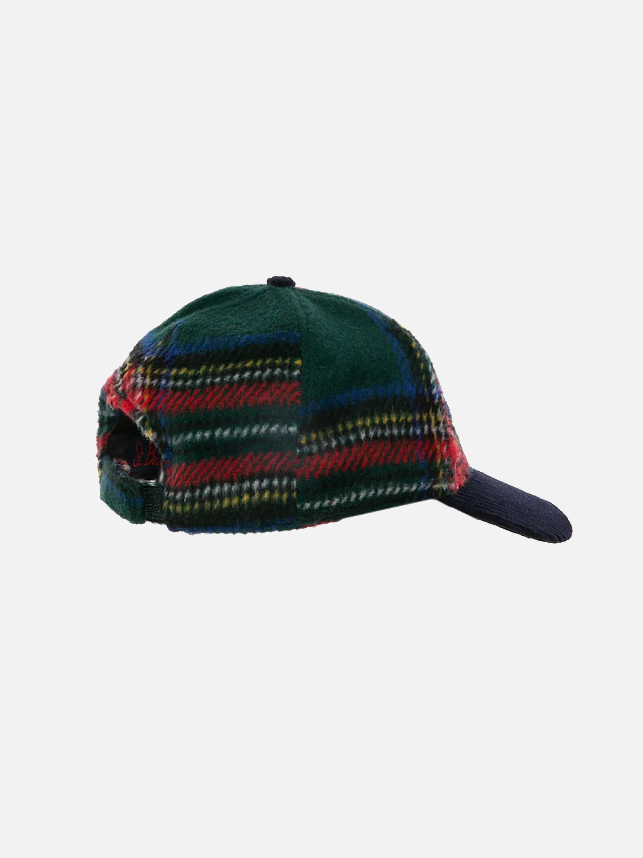 Tartan Baseball Cap With Bombardino Embroidery Purple Hat