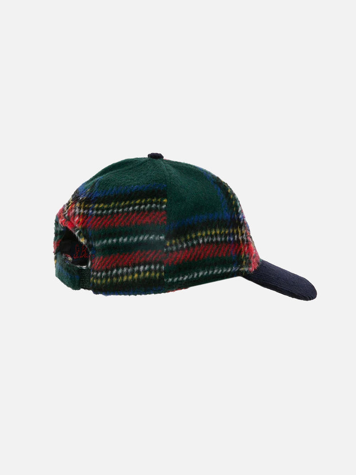 Tartan Baseball Cap With Bombardino Embroidery Purple Hat