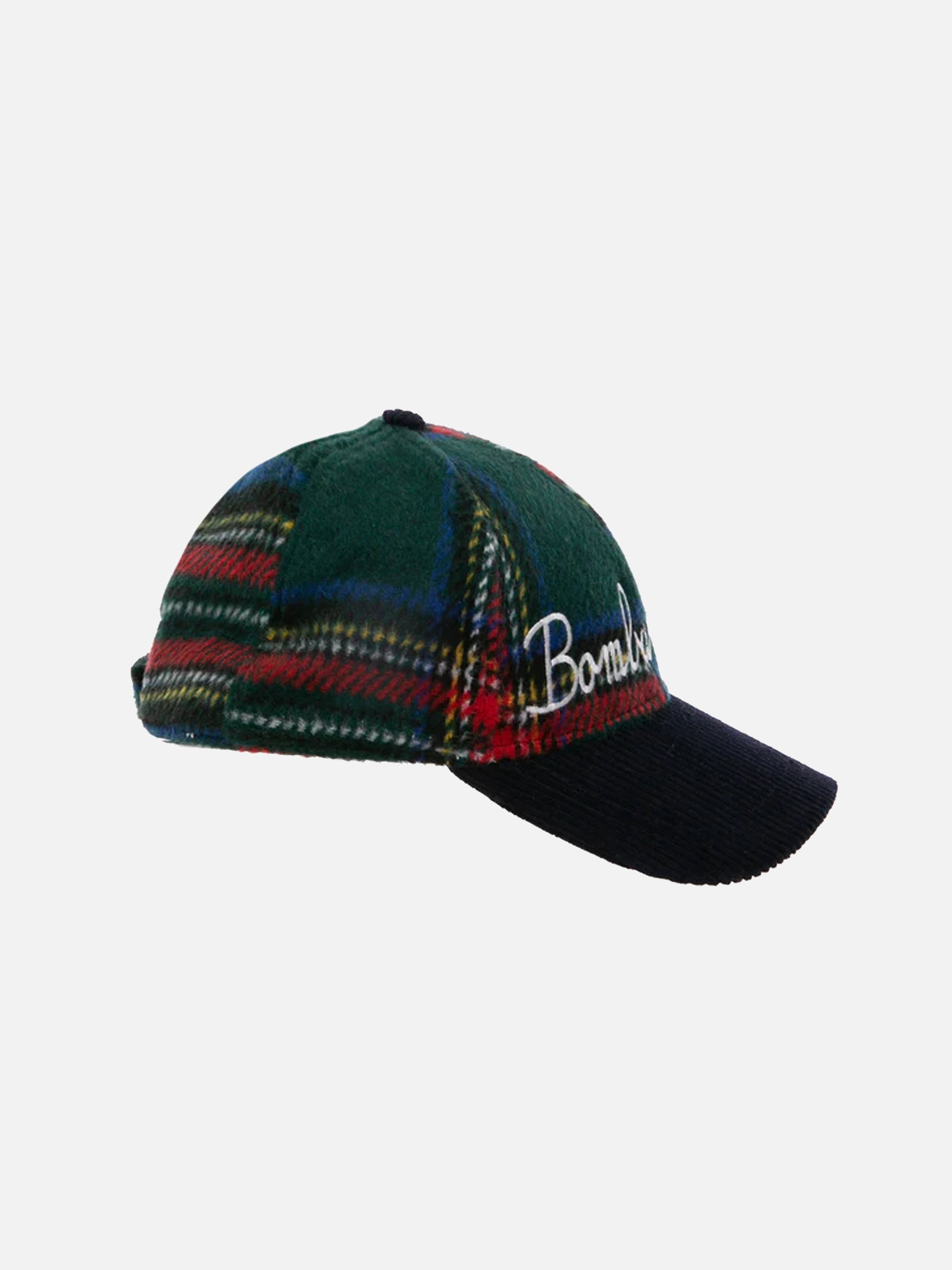 Tartan Baseball Cap With Bombardino Embroidery Purple Hat