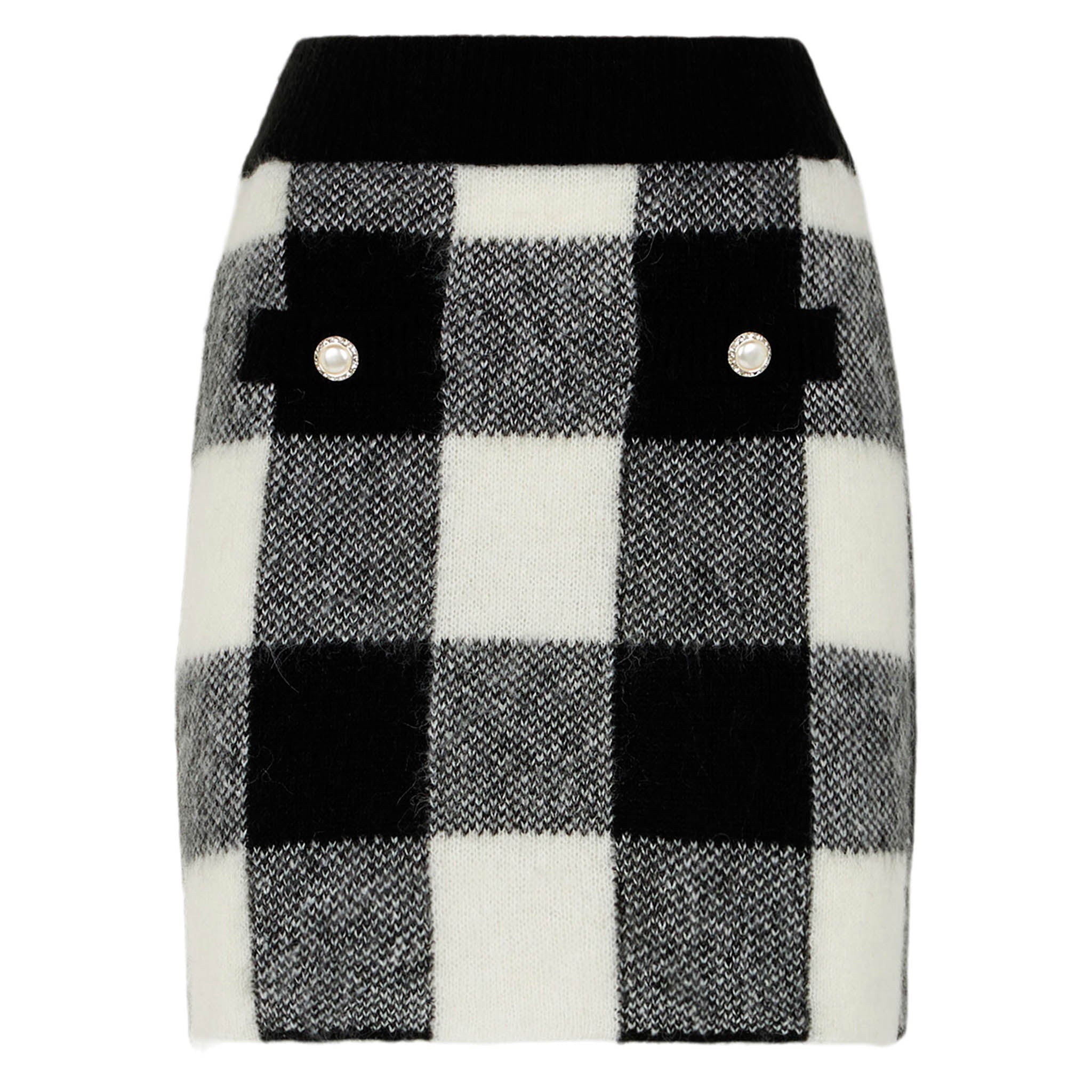 Chatel Black And White Vichy Knitted Skirt Grey