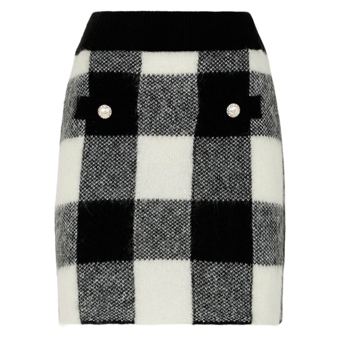 Chatel Black And White Vichy Knitted Skirt Grey