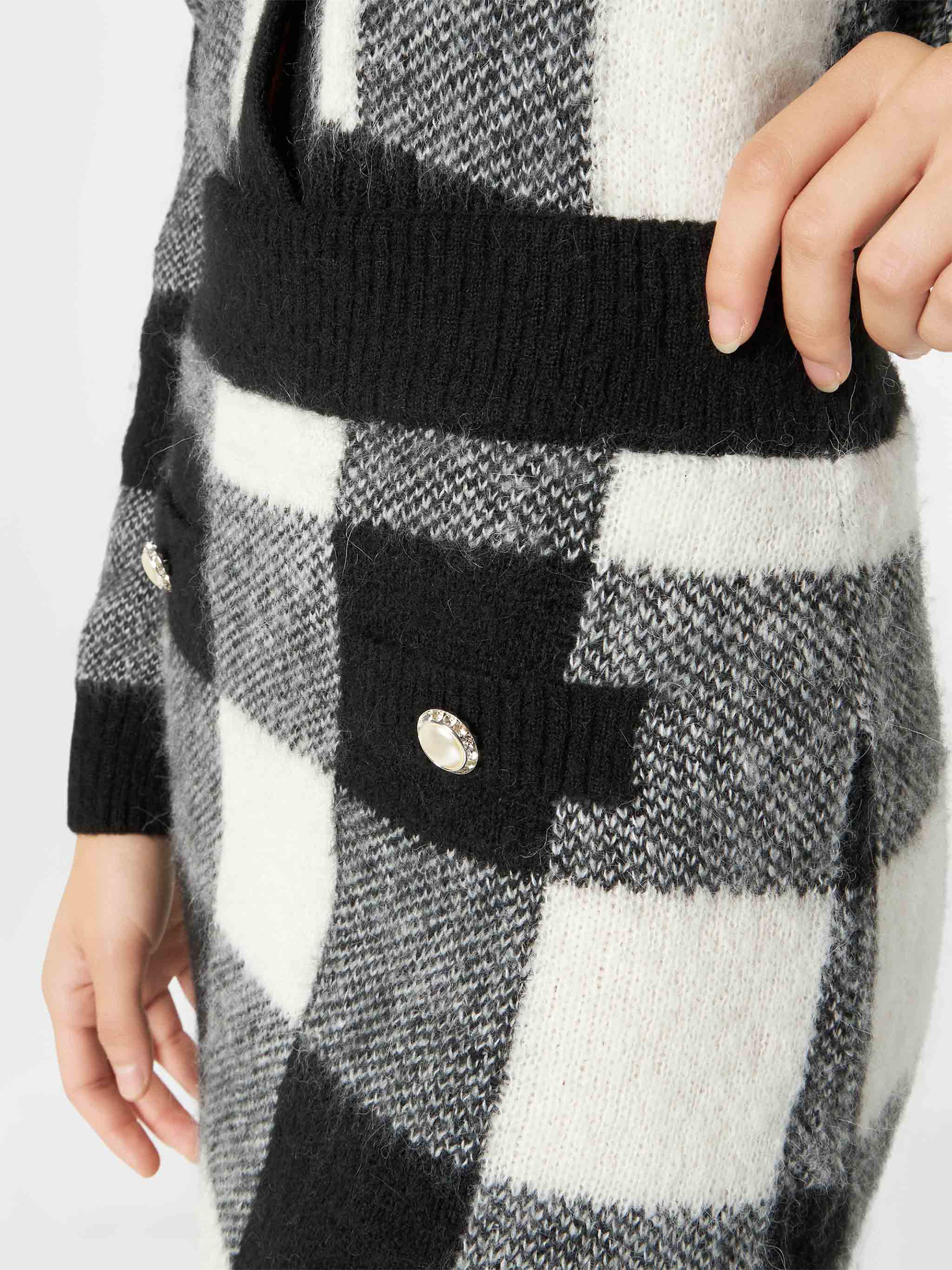Chatel Black And White Vichy Knitted Skirt Grey