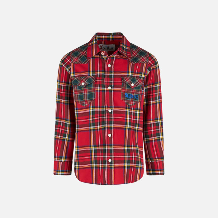 Boy Shirt With Tartan Print Red