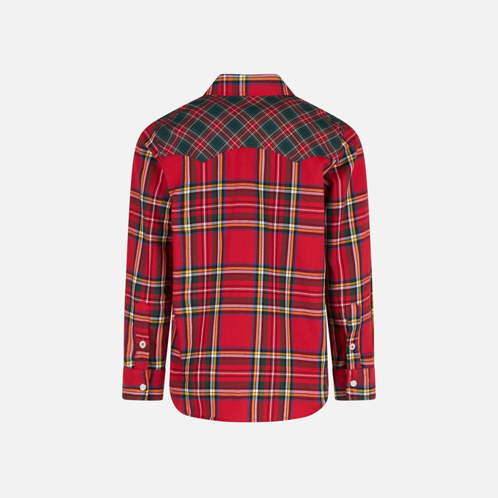 Boy Shirt With Tartan Print Red