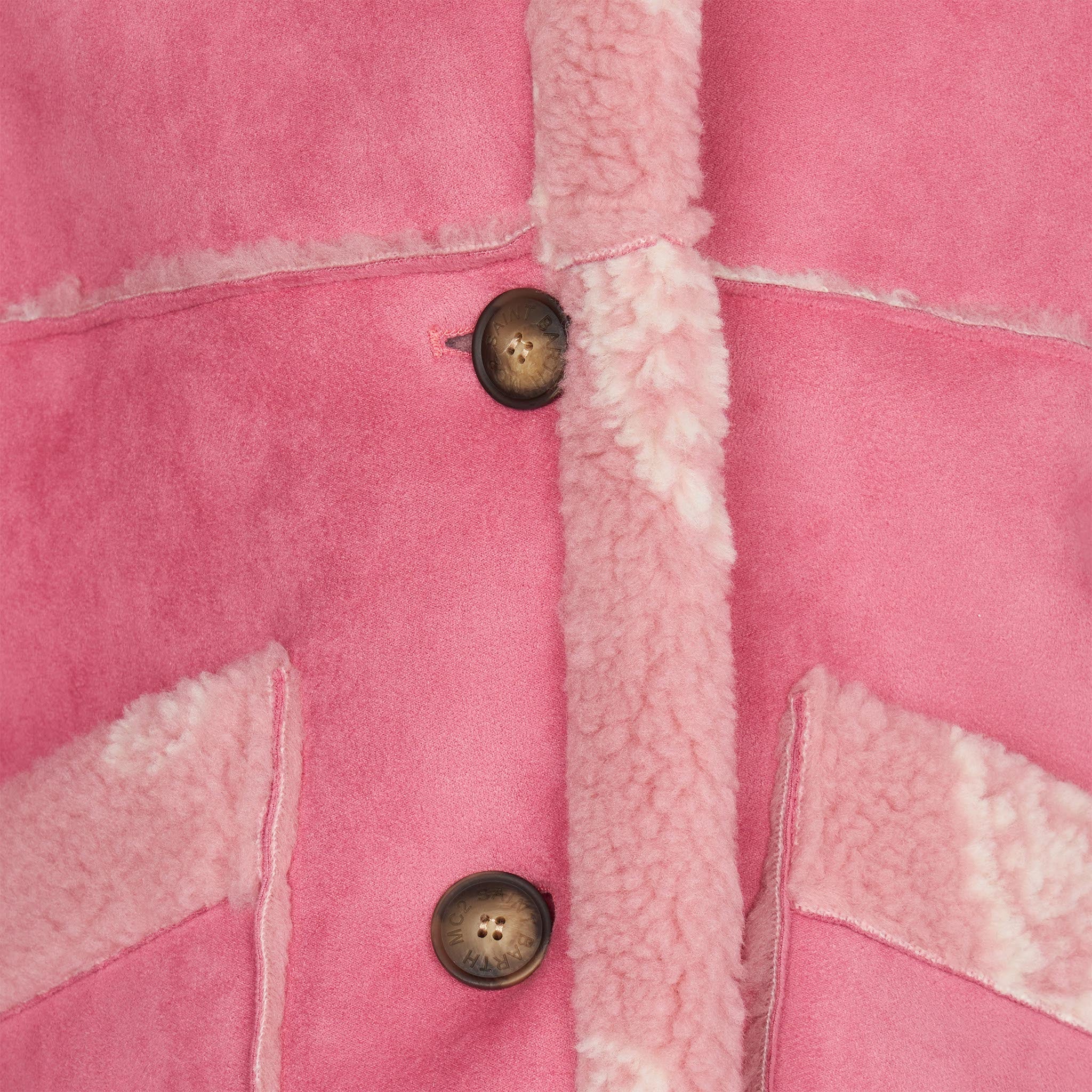Girl Shearling Jacket With Paisley Print Pink Coat