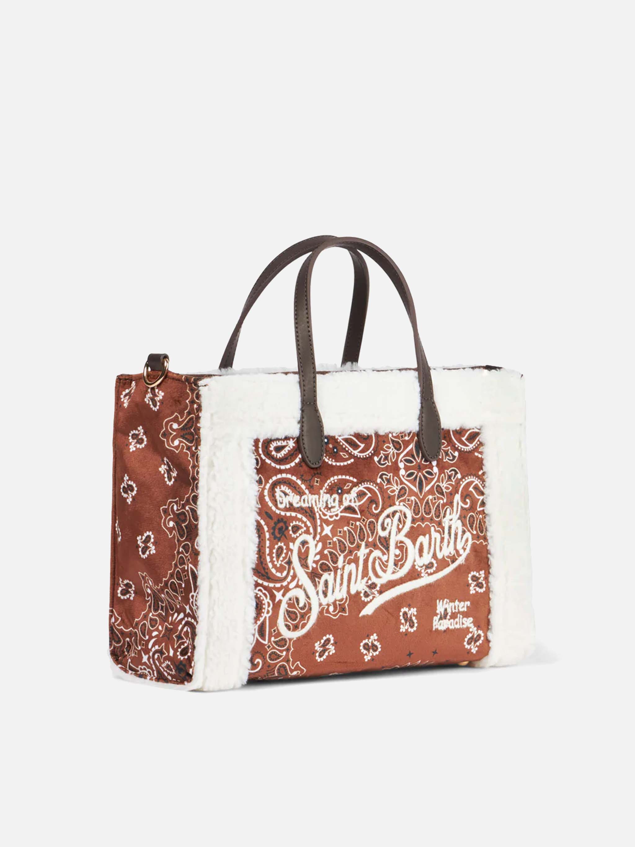 Vivian Handbag With Bandanna Print And Sherpa Details Brown Bag